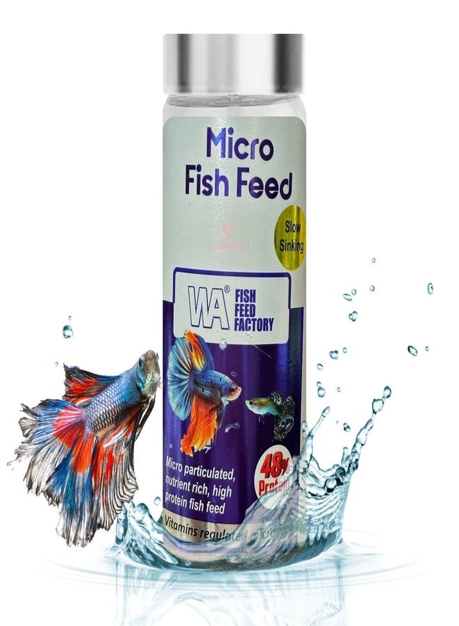 WA Micro Fish Feed (100G) Slow Sinking Pellets, Strong Fishy Odor and Easy Digesting Pellets